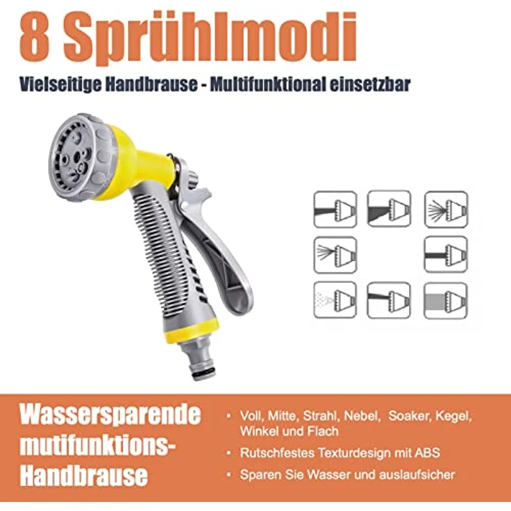 Fanztool Wandschlauchbox FANZTOOL 35m+2m Schlauchbox Set mit Wandhalterung, FlexiStop-Funktion, 8 Funktionen Handbrause, umweltfreundlicher Wasserschlauch - Grau – Bild 3
