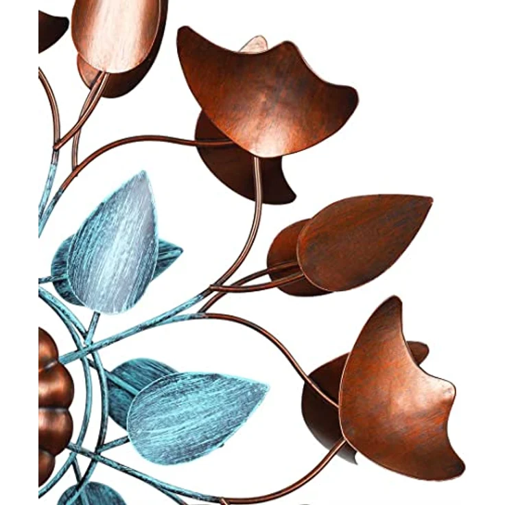 Kinetic Art Copper Leaf Duett, Metall Windspiel mit Bodenanker, 3D-Optik, zwei Rotoren, wahlweise mit LED in Glaskugel, hochwertige Garten-Deko – Bild 3
