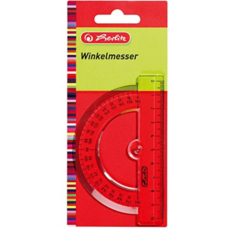 Herlitz Winkelmesser herlitz Halbkreis-Winkelmesser 180 Grad, transparent aus Kunststoff, Länge: 100 mm – Bild 2