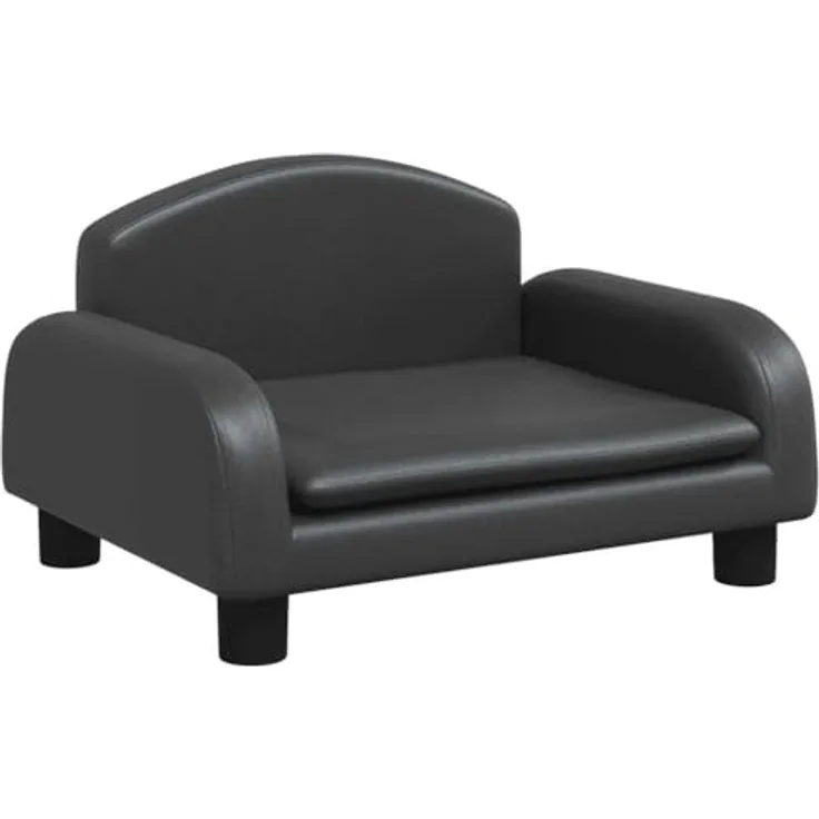 vidaXL Hundekorb Hundebett Schwarz 50x40x30 cm Kunstleder Körbchen mit wasserdichtem Bezug