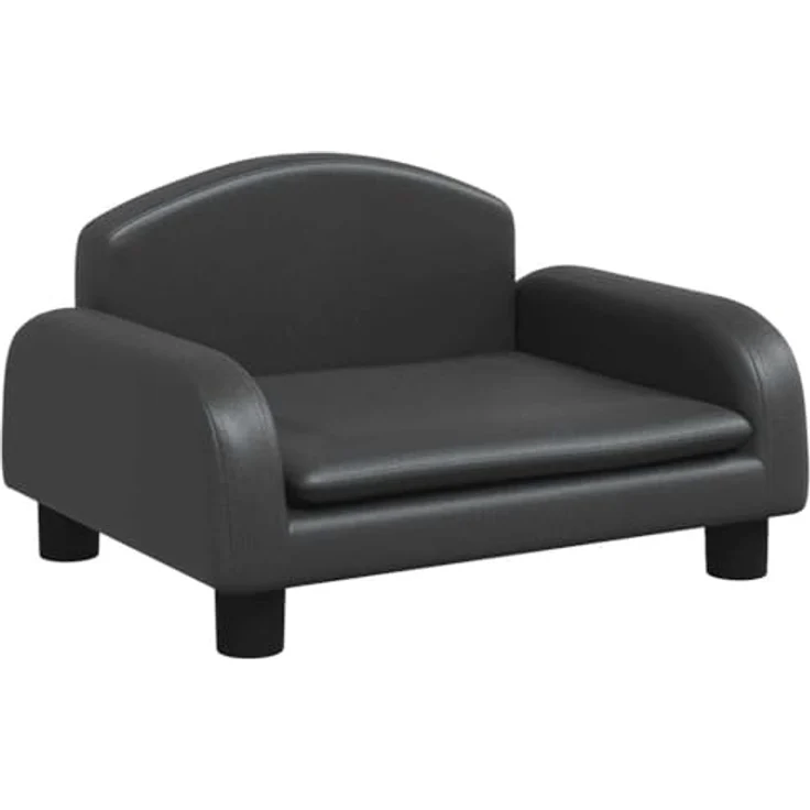 vidaXL Hundekorb Hundebett Schwarz 50x40x30 cm Kunstleder Körbchen mit wasserdichtem Bezug – Bild 1
