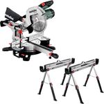 Metabo Kapp- und Gehrungssäge KGS 254 M, mit Zugfunktion und Falt-Arbeitsbock-Set MAB 82, präzise Schnittlinie und robuste Bauweise