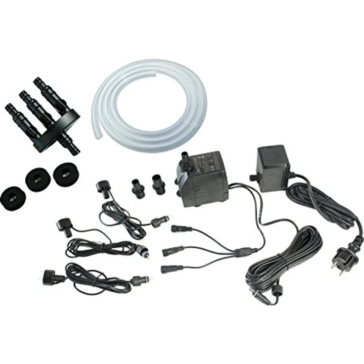 Arnusa Springbrunnenpumpe Komplett Set mit LED Beleuchtung und 3m Schlauch, Gartenbrunnen Pumpe DIY Wasserspiel Set, 1500L/h, Schwarz – Bild 2