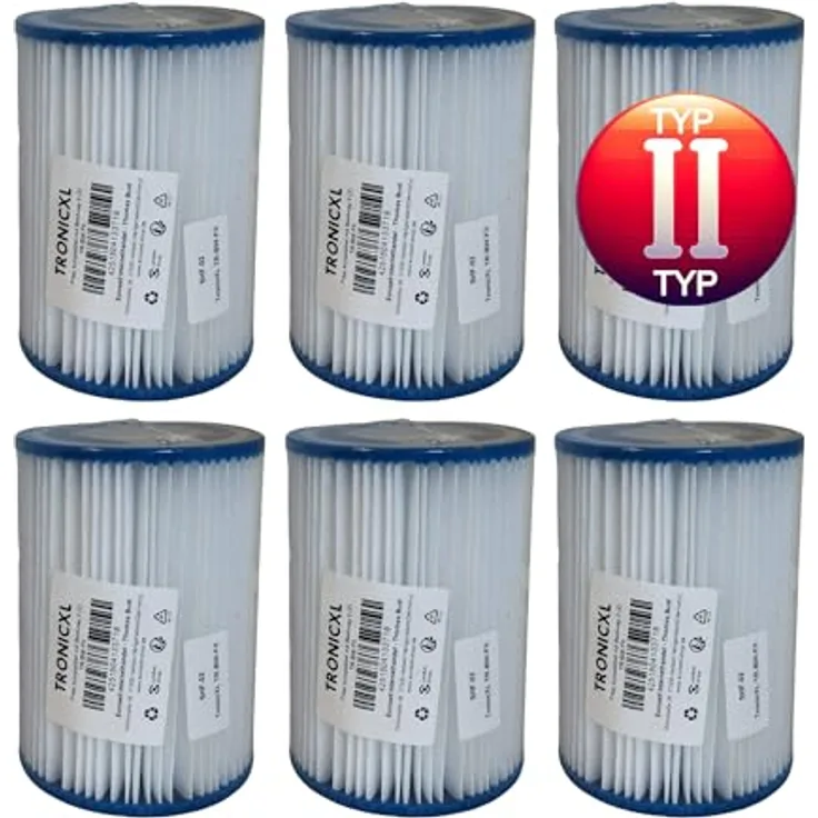 TronicXL 6 Stück Filter kompatibel mit Bestway TYP II Filterkartuschen für Flowclear 58383 58386 58094 58117 58386GS Pumpen Pool 530/800 gal/h