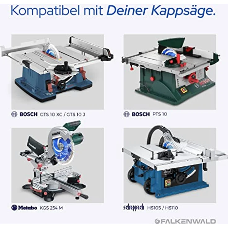 FALKENWALD ® Sägeblatt 250x30 Holz, 80 HM Zähne für feine Schnitte, kompatibel mit Bosch GTS 10 XC & Metabo KGS 254 M – Bild 4