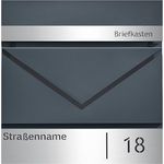 SONGMICS GMB080D01V1 Briefkasten personalisiert, abschließbar mit Namensschild und Hausnummernschild, anthrazit-silbern, wasserresistent, Zeitungsfach, V-förmiges Sichtfenster, einfache Montage