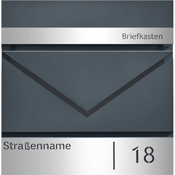 SONGMICS GMB080D01V1 Briefkasten personalisiert, abschließbar mit Namensschild und Hausnummernschild, anthrazit-silbern, wasserresistent, Zeitungsfach, V-förmiges Sichtfenster, einfache Montage – Bild 1