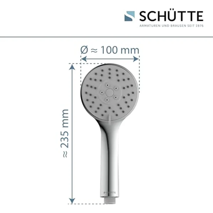 Schütte Handbrause Napoli Chrom, 3 Strahlarten mit Antikalk-Noppen und nachhaltiger Wasserstopp-Funktion – Bild 5