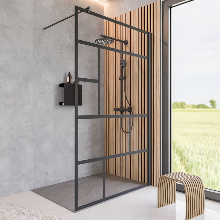Schulte Walk-In-Dusche 'Alexa Style 2.0 Black Style' teilgerahmt, schwarz, 120 x 200 cm - Exklusives dunkles Dekor, hochwertiges Sicherheitsglas, einfache Reinigung