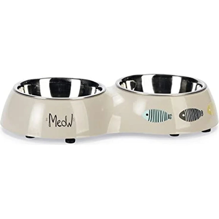 Karlie Katzennapf Yaren L: 27 cm B: 14 cm H: 5 cm 440 ml beige-hellgrau Dinner 2 x 220 ml – Bild 1