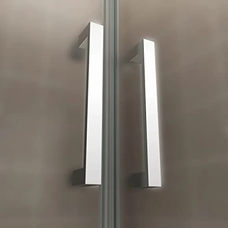 i-flair Duschtür 80-83 cm, Höhe 195 cm, satiniertes 6 mm Sicherheitsglas, Edelstahlgriffe – Bild 7
