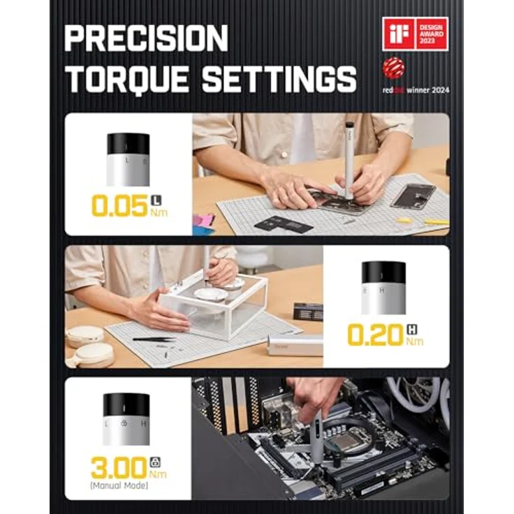 Fanttik E1 Max, Elektroschraubenzieher Set 3.7V in Silber, 50 Bits, drei Betriebsmodi für präzise Drehmomentanpassung – Bild 2