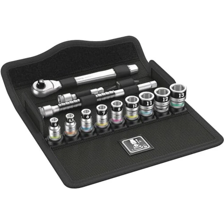 Wera Steckschlüsselsatz 8100 SA 12 HF Zyklop, 13tlg. 1/4″, SW 5-13, robuste vollmetall Knarre, feinverzahnt, matt verchromt – Bild 1