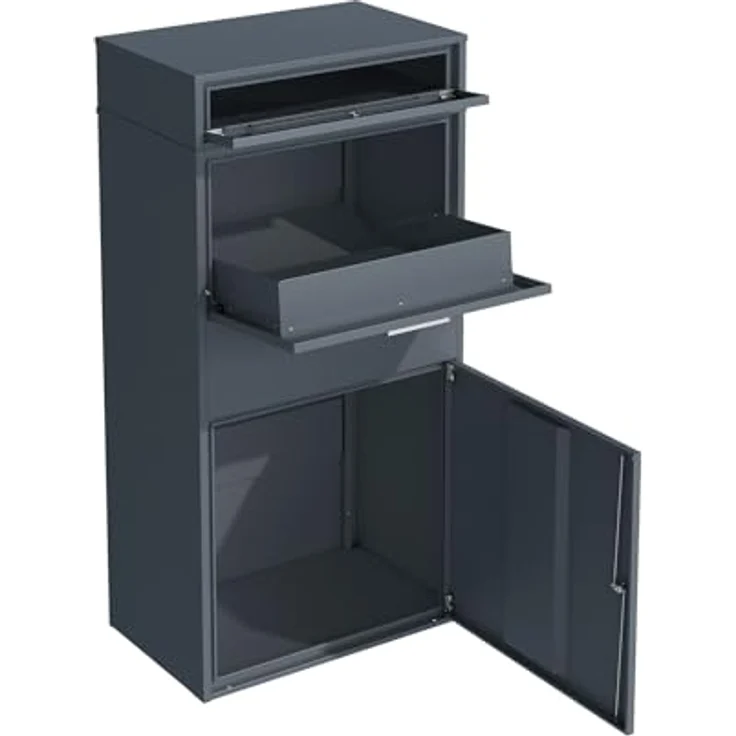 Westmann Briefkasten 'Pavo' mit Paketbox, abschließbare Wetterfeste Stahlkonstruktion in Anthrazit, 72 x 128 x 45 cm – Bild 4