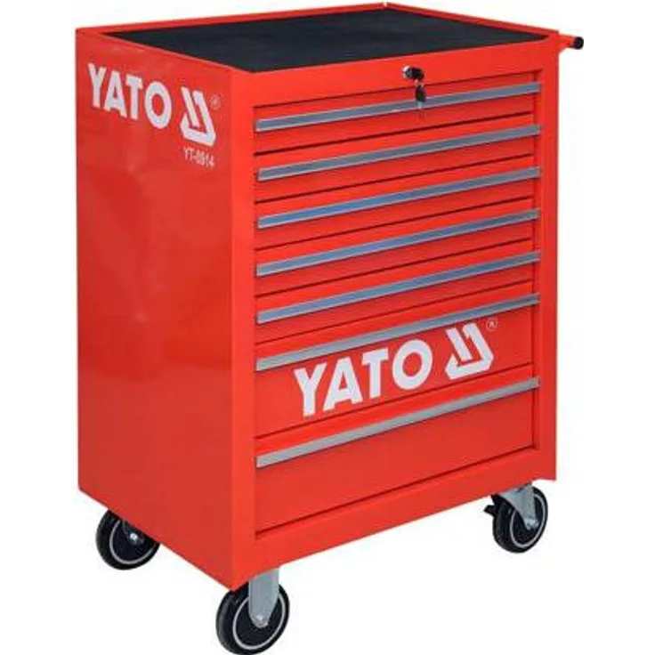 YATO YT-0914 Werkzeugwagen aus Stahl, rot, mit 7 Fächern und 300 kg Tragfähigkeit