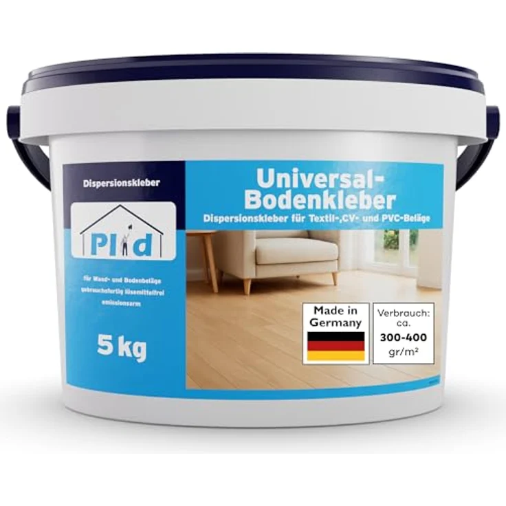 Plid PLID® Bodenkleber 5kg, geruchslos, lösemittelfrei, wasserfest, hohe Anfangshaftung für PVC, Teppich, Parkett, Vinyl, Linoleum, Kork und mehr – Bild 1