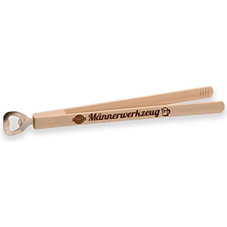 Spruchreif · XXL Grillzange mit Flaschenöffner · Grillwerkzeug · Grillzubehör · Hochwertiger Brandstempel Männerwerkzeug · Geschenke für Männer/Vatertag · Kombi-Grillzange aus Holz · 45 cm – Bild 2