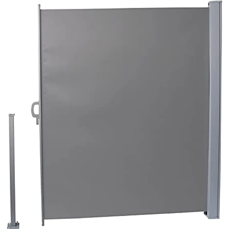 Grindi Terasse Markise Windschutz Trennwand 160x300 Grau - Mistral, ausziehbare Struktur, witterungsbeständig, einfache Montage