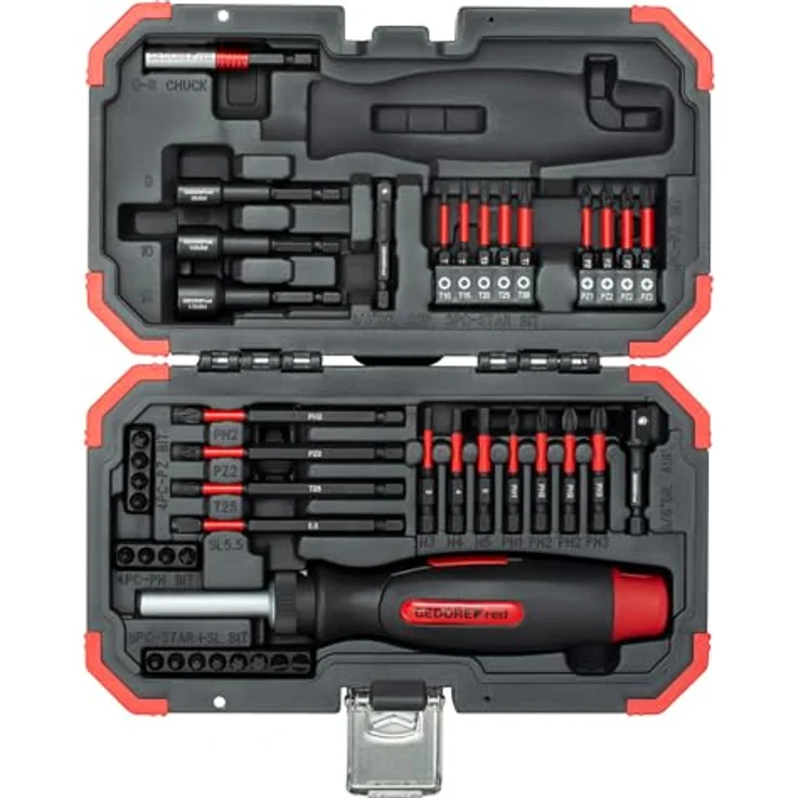 GEDORE red Torsions-Bit-Satz - 43-teiliges Set inkl. knickbarem Bit-Schraubendreher mit Ratschenfunktion, in praktischem Aufbewahrungskoffer, robuste Bits mit Torsionszone – Bild 1