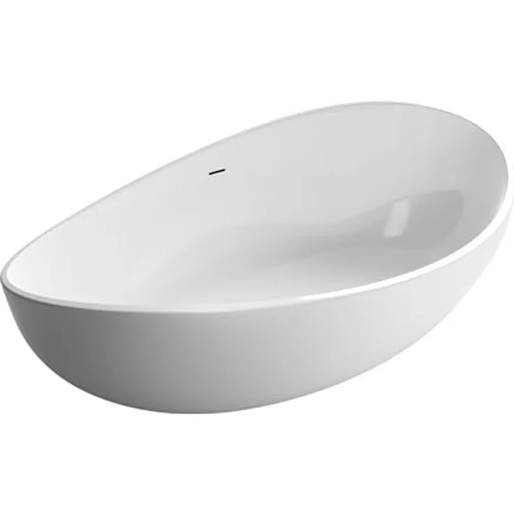 BERNSTEIN Freistehende Badewanne Wave in Weiß glänzend, Acryl-Wanne 180 x 110 x 62 cm - Doppelwandige Konstruktion, großzügiger Innenraum – Bild 1