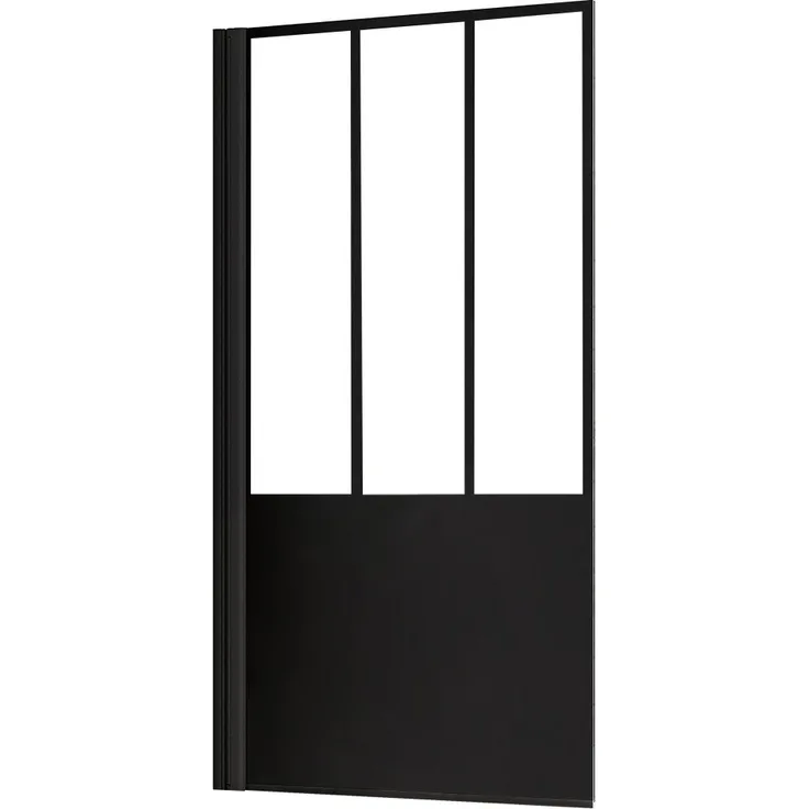 Schulte Badewannenaufsatz 1-teilig Atelier 1 80 x 140 cm mattschwarz Dekor, Sicherheitsglas, vollständig einklappbar, einfach zu reinigen