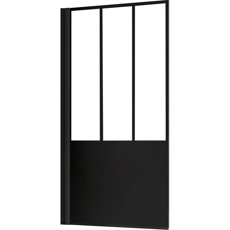Schulte Badewannenaufsatz 1-teilig Atelier 1 80 x 140 cm mattschwarz Dekor, Sicherheitsglas, vollständig einklappbar, einfach zu reinigen
