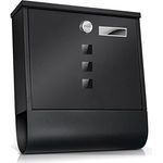 TÄGA 2214 Design Briefkasten anthrazit mit Zeitungsfach, Namensschild, Sichtfenster, Edelstahl pulverbeschichtet, abschließbar, 2 Schlüssel