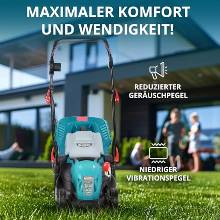 Könner & Söhnen Elektrorasenmäher KS 38LM, 38 cm Schnittbreite, 3250 U/min 1400 W, maximale Leistung ohne Unterbrechungen, schwarz-rot – Bild 6
