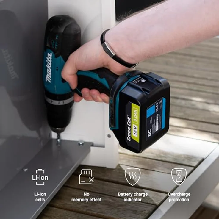 Green Cell Akku 18V 6Ah Li-Ion für Makita LXT Elektrowerkzeuge, Ersatzakku mit LED-Anzeige und optimierter Leistung – Bild 3
