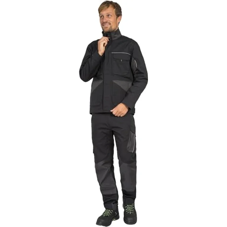 Leibwächter Dynamic-Line Herren Arbeitsjacke, schwarze-anthrazit Bundjacke aus atmungsaktivem Stretchstoff, auch in Übergrößen verfügbar – Bild 2