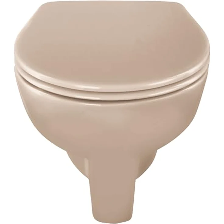 Calmwaters Wand-WC Modern Plus, spülrandlos mit 6 cm Erhöhung, Tiefspüler, waagerecht, Bahamabeige, antibakterieller WC-Sitz – Bild 5