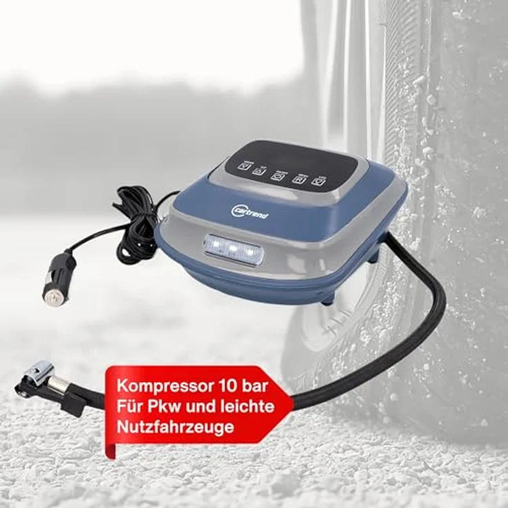 Cartrend Kompressor 10 Bar, Luftpumpe mit Abschaltautomatik und LED Arbeitsleuchte – Bild 5