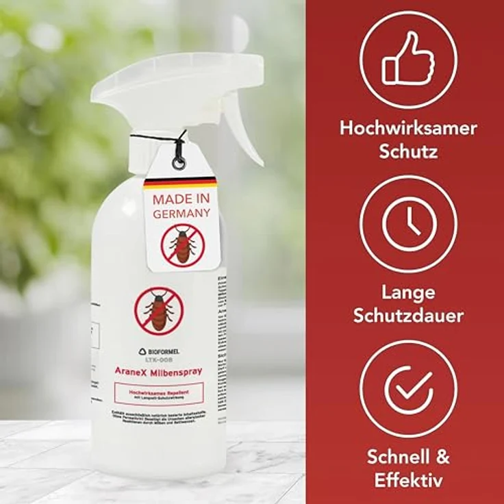 Bioformel LTK-008, 500ml Milbenspray mit Langzeitwirkung, Anti-Milben-Spray für Matratzen, Textilien und Polster, effektive Bekämpfung von Hausstaubmilben und Parasiten – Bild 2