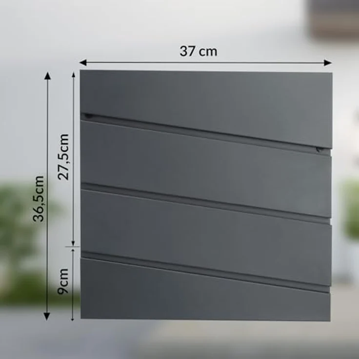 monzana Design Briefkasten Stahl anthrazit mit Zeitungsfach 2 Schlüssel Namensschild Wandbriefkasten – Bild 3