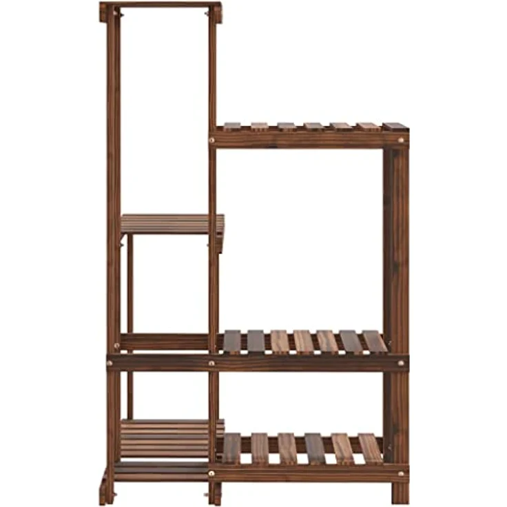 vidaXL Blumenständer, Pflanzständer 62,5x61,5x101,5 cm Massivholz Tanne, Karbonisiertes Braun, robust und wetterbeständig – Bild 4