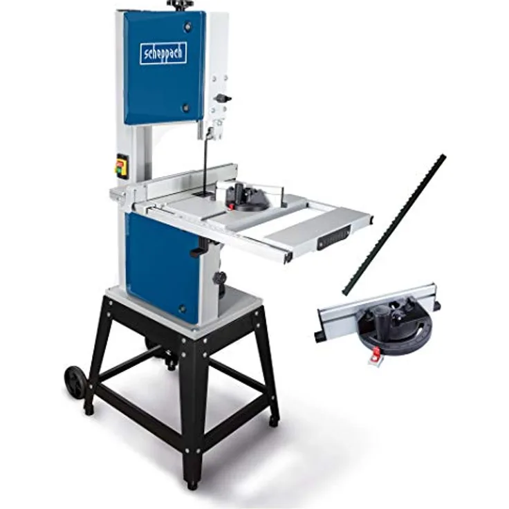 Scheppach HBS400 Bandsäge 315 mm mit Ersatzsägeband und Querschneidlehre, 230 Volt, 750 Watt, max. Durchlasshöhe 170 mm, max. Durchlassbreite 305 mm, Grauguss Arbeitstisch