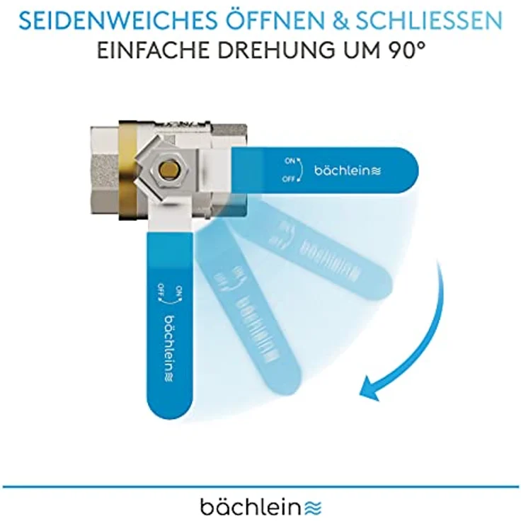 Bächlein Universal Kugelhahn – Kugelventil aus Messing mit Hebel-Griff und beidseitigem 3/4 Zoll Innengewinde – Absperrventil mit vollem Durchgang – Bild 5