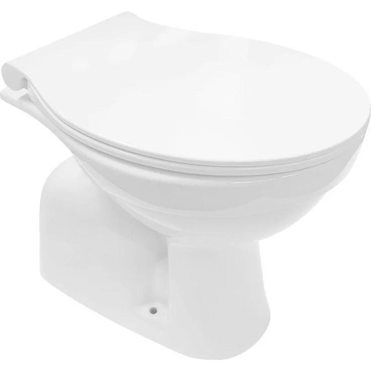 Belvit Tiefspül-WC BV-SW4001+BV-D0400, Stehend, Abgang senkrecht, Weiß + Softclose – Bild 1