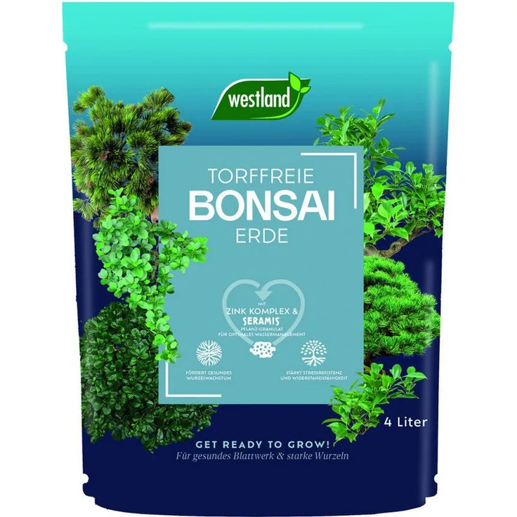 Westland Bonsai Erde torffrei 4 L, optimales Wassermanagement mit Zinkkomplex, 100% torffrei