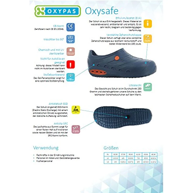 Safety Jogger Clog OXYVA OB Sicherheitsschuh wasserdicht, leicht und flexibel, ESD, rutschhemmend, metallfrei, maschinenwaschbar, schwarz – Bild 8