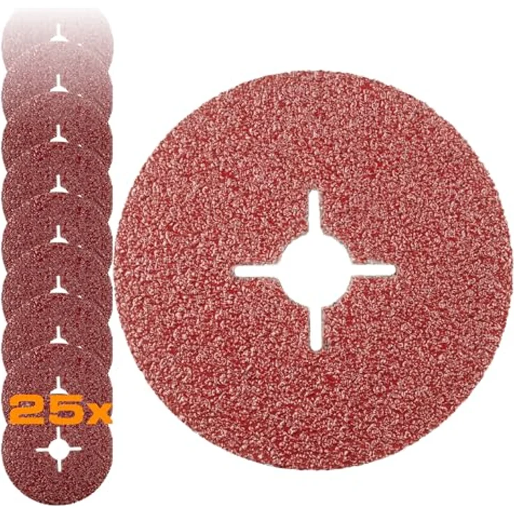 RHODIUS KFS Fiberscheibe 125 mm K24, 25 Stück, für Winkelschleifer, hohe Zerspanungsleistung, Aluminiumoxid, max. 12.250 U/min – Bild 1