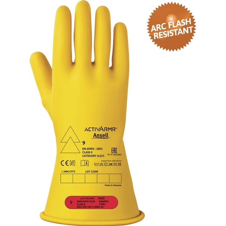 Ansell ActivArmr® RIG011Y, Elektrikerschutzhandschuh Gr.10 mit Lichtbogenüberschlagschutz, gelb