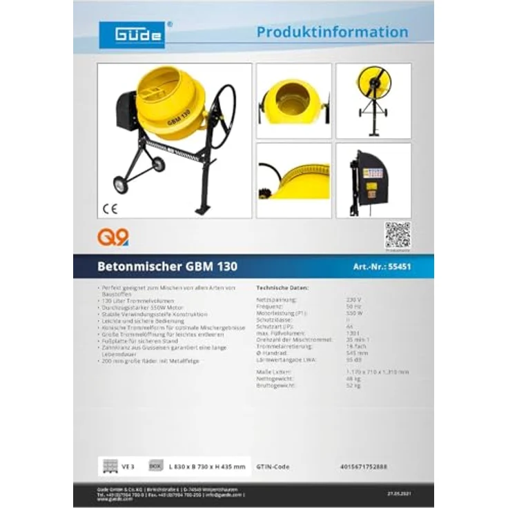 Güde Betonmischer GBM 130 (55451) – Bild 7