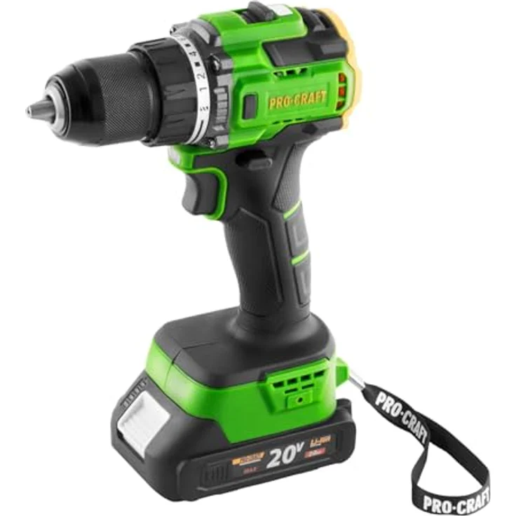 Procraft PA18LiH-1B-C, Akku Bohrschrauber 20 V mit 80 Nm, Bürstenlos, 2 Geschwindigkeitsstufen, 1x Akku 2,0 Ah, Ladegerät, Koffer – Bild 2