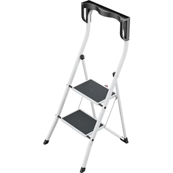 Hailo K75 ComfortLine Klapptritt - 2-stufige Trittleiter in Weiß, Stahl mit Sicherheitsbügel und Ablageschale - Arbeitshöhe bis 2,47 m - Gewicht: 5 kg – Bild 1