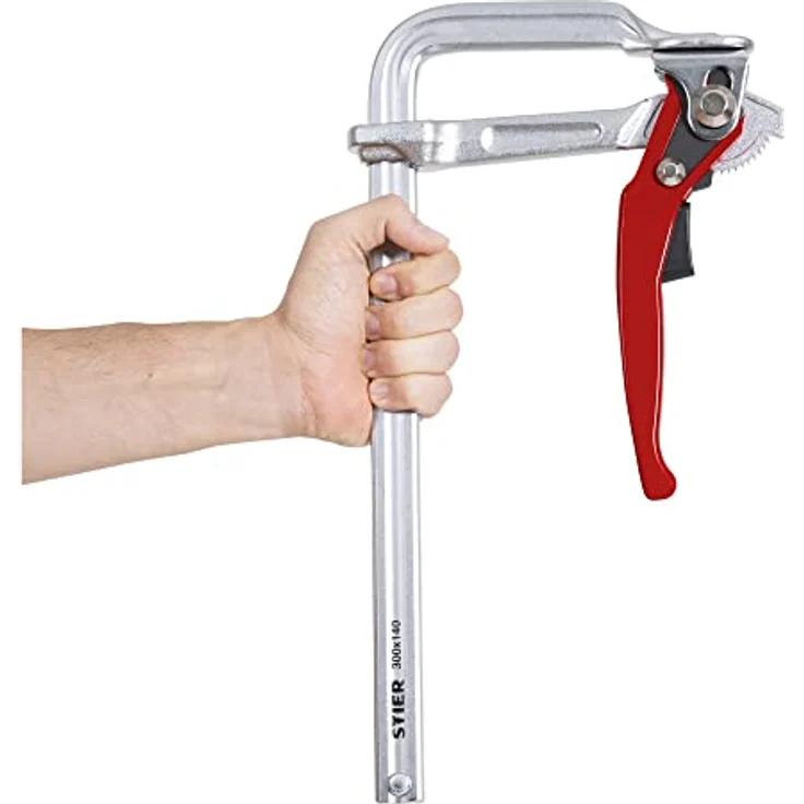 STIER Ganzstahl Hebelzwinge FHZ 300/140, mit bis zu 1570 Nm Spannkraft, einfaches Festspannen mit Hebelfunktion, aus robustem Stahl gebogen, Zwinge, Hebelzwinge – Bild 2