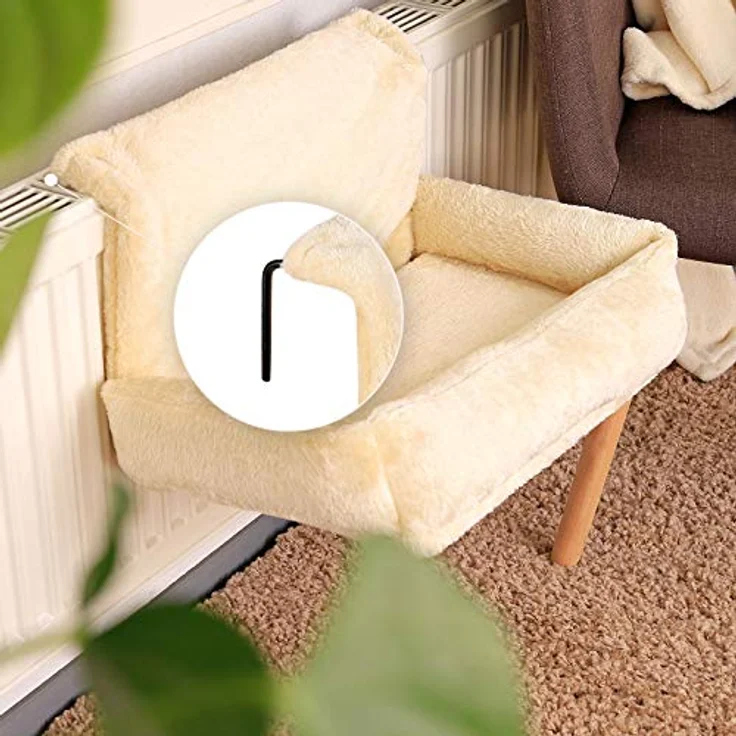 lionto Katzenbett für Heizungen Katzenheizungsliege Katzenhängematte für Heizungen, beige – Bild 5