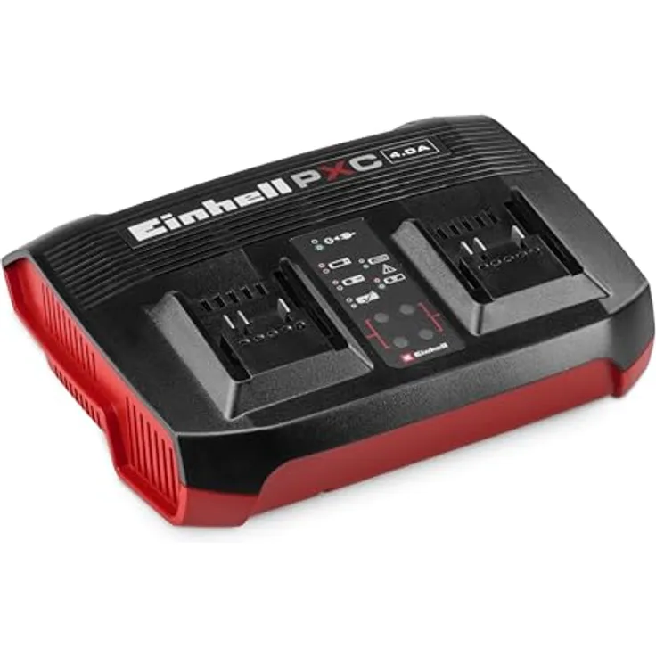 Einhell Power X-Twincharger 4A, Ladegerät für 2x 18 V Power X-Change Akkus mit Akkuüberwachung und Refresh-Modus