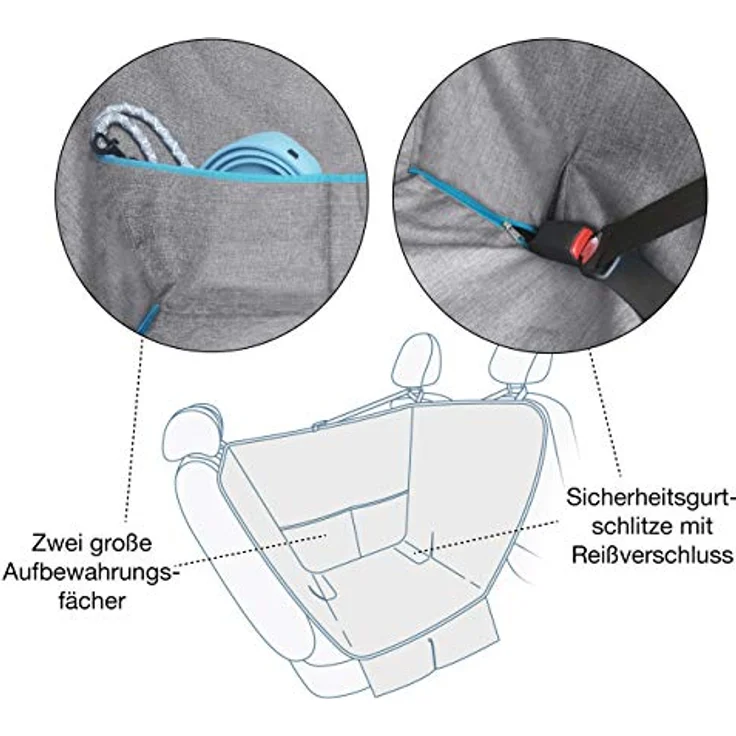 Kurgo Tier-Autoschondecke Heather Half Hammock, wasserdicht und schmutzabweisend, grau – Bild 2