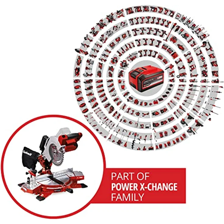 Einhell Akku-Kappsäge TE-MS 18-210 Li-Solo Power X-Change PXC (Li-Ion, 18 V, 3.000 min-1, neigbarer Sägekopf, X-Tend Werkstückauflagen, HM-Präzisionssägeblatt, ohne Akku und Ladegerät) – Bild 2